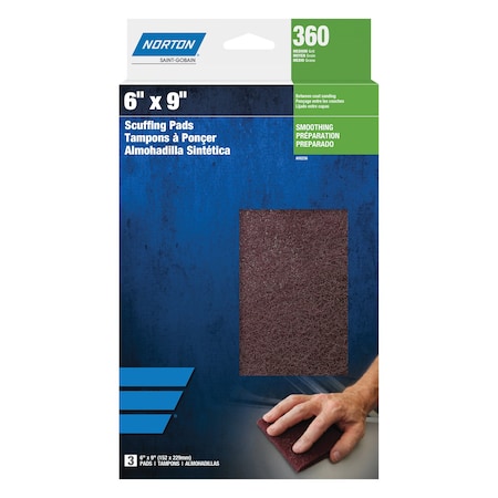 Norton Abrasives 6 x 9 In. Bear-Tex Non-Woven Hand Pad Aluminum Oxide, 3PK 7660700256
